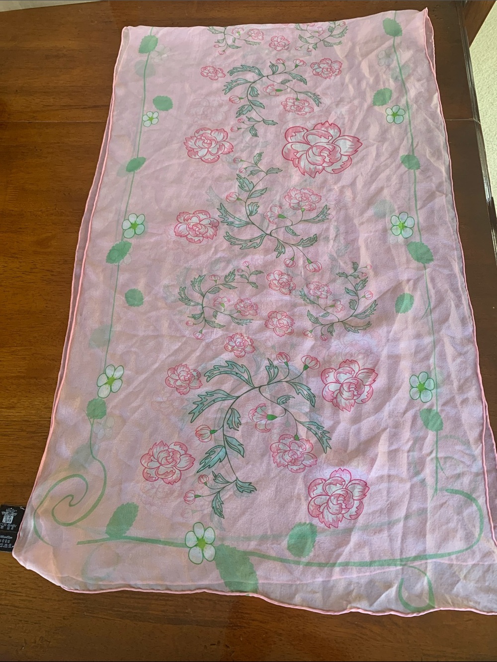 Who’s Baby Silk Light Pink Floral Scarf